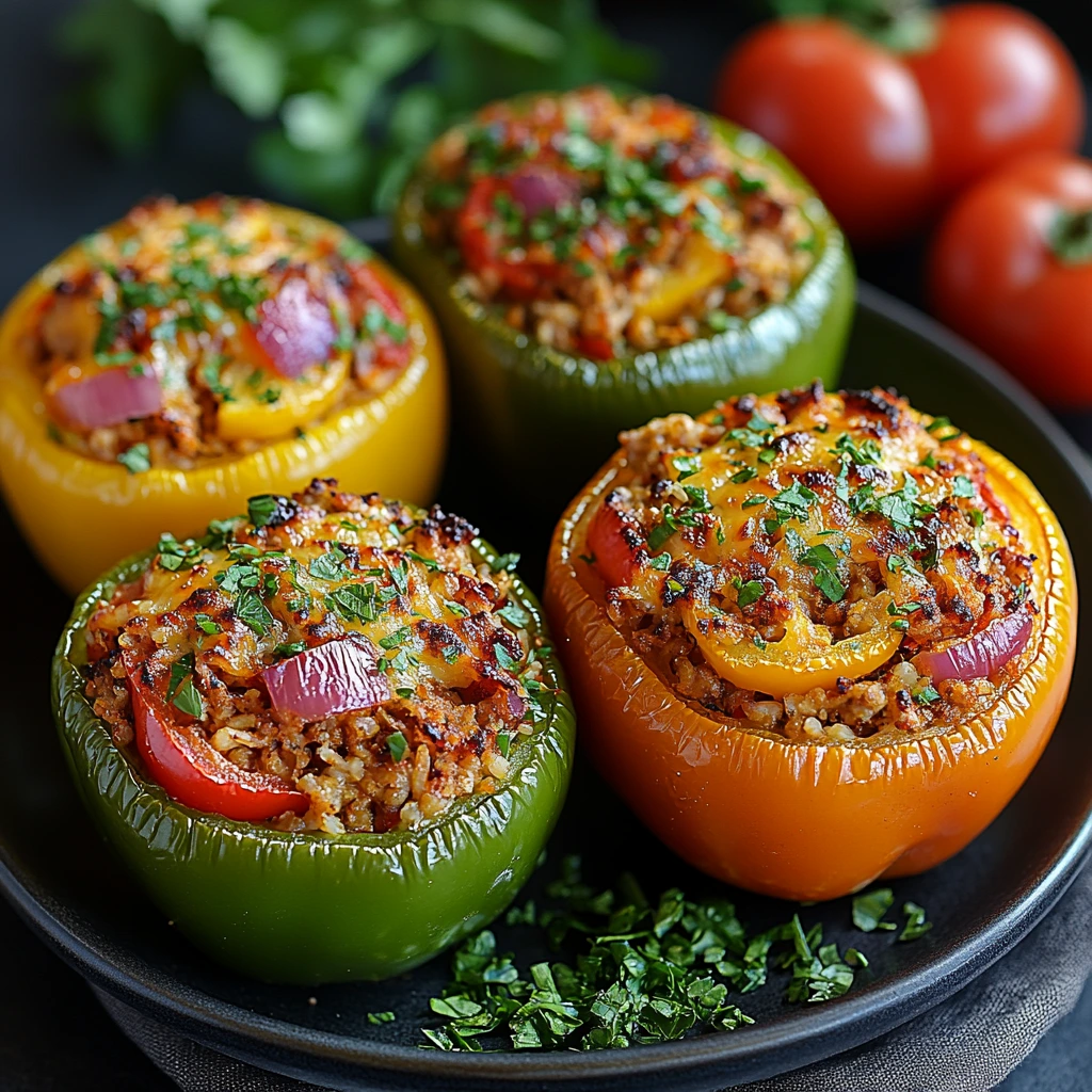 Chicken Mince Stuffed Peppers