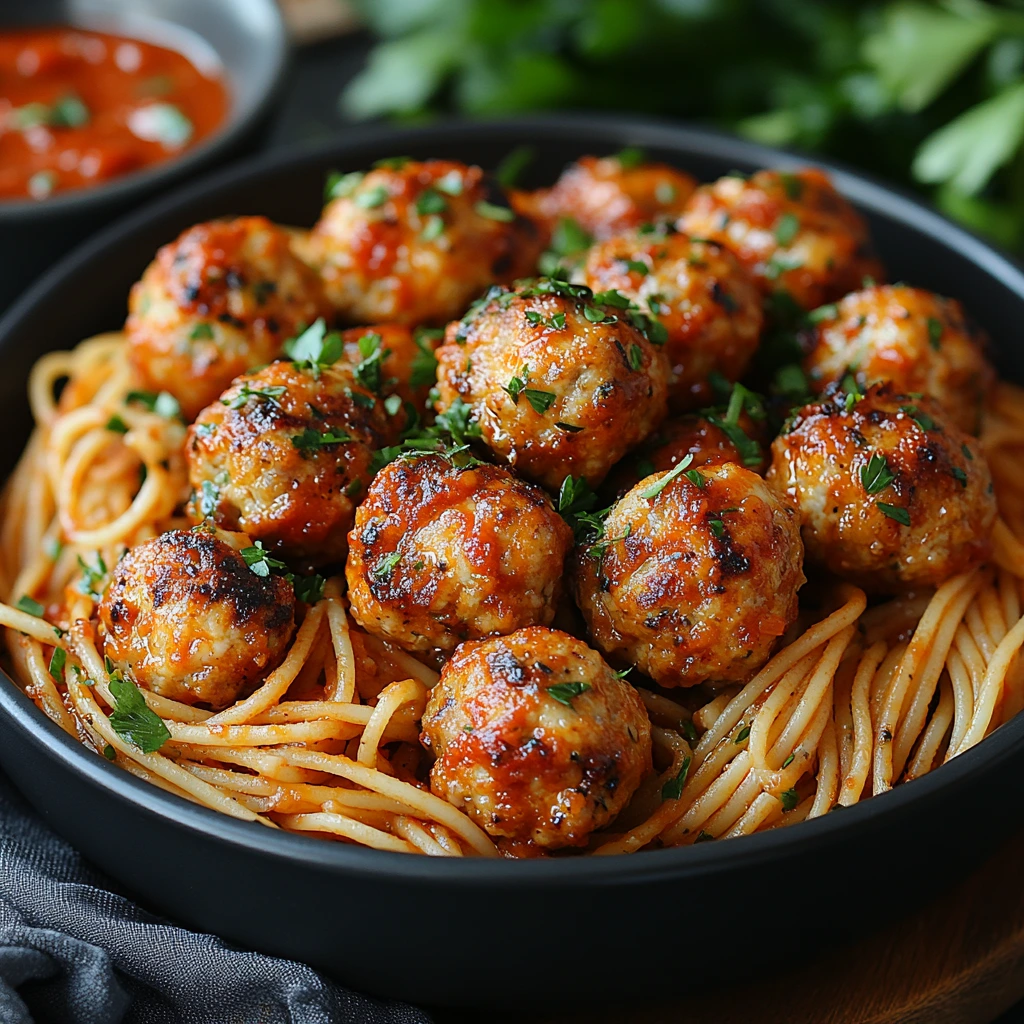 Chicken Mince Meatballs with Spaghetti